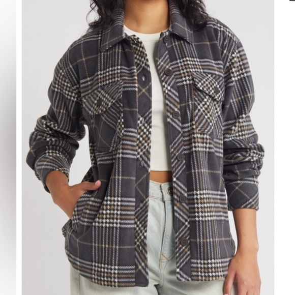 Thread & Supply Tops - Thread & Supply Plaid Polar Fleece Shacket- size large